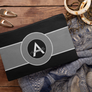 Bolsito Accesorio Pequeño Monograma gris negro personalizado