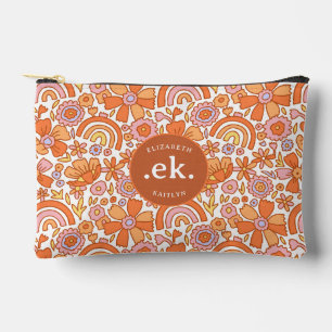 Bolsito Accesorio Pequeño Monograma Groovy Retro Naranja Florals