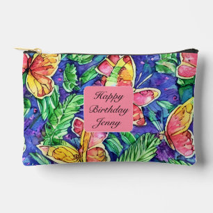 Bolsito Accesorio Pequeño Monograma lindo Feliz cumpleaños Mariposas rosas