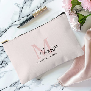 Bolsito Accesorio Pequeño Monograma mínimo inicial y nombre Pastel rosa