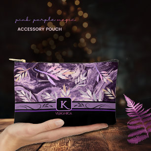 Bolsito Accesorio Pequeño Monograma moderna de piedra preciosa rosa púrpura