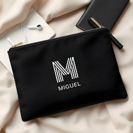 Bolsito Accesorio Pequeño Monograma moderno elegante negro simple