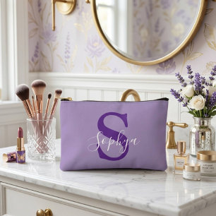 Bolsito Accesorio Pequeño Monograma Morado Simple Personalizado
