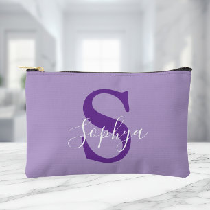Bolsito Accesorio Pequeño Monograma Morado Simple Personalizado