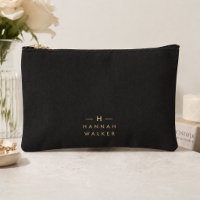 Monograma Negro Oro | Moderno Minimalista Elegante