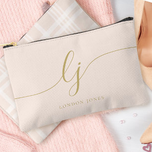 Bolsito Accesorio Pequeño Monograma Oro Rosa Personalizado Nombre Inicial Re