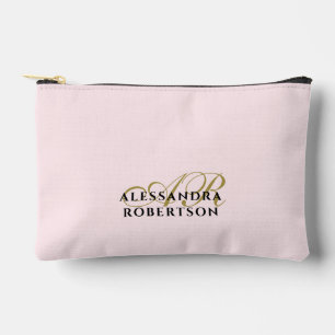 Bolsito Accesorio Pequeño Monograma Pastel Rosa Dorado Negro Minimalista Sim