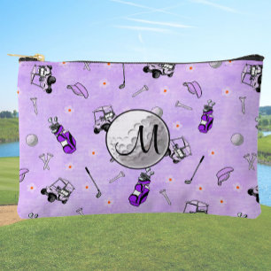 Bolsito Accesorio Pequeño Monograma personalizado Bola de Golf Morada y Carr