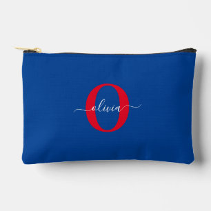 Bolsito Accesorio Pequeño Monograma personalizado Nombre de guión Azul Blanc