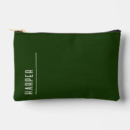 Bolsito Accesorio Pequeño Monograma personalizado, verde forestal
