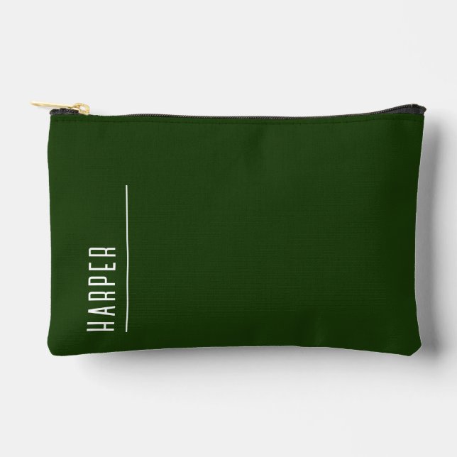 Bolsito Accesorio Pequeño Monograma personalizado, verde forestal (Anverso)