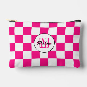 Bolsito Accesorio Pequeño Monograma retro geométrico blanco rosado controlad