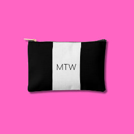 Bolsito Accesorio Pequeño Monograma simple negro y blanco