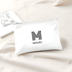 Bolsito Accesorio Pequeño Monograma simple Presupuesto en blanco y negro