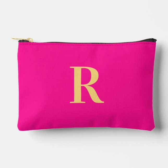 Bolsito Accesorio Pequeño Monograma simple rosa caliente (Anverso)