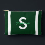 Bolsito Accesorio Pequeño Monograma verde personalizado<br><div class="desc">Monograma verde personalizado</div>