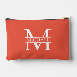 Bolsito Accesorio Pequeño Monograma y nombre Naranja elegante personalizado