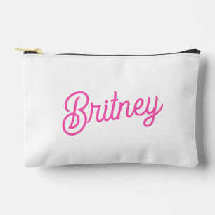 Bolsito Accesorio Pequeño Monograma y nombre personalizados modernos de rosa