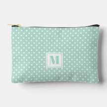 Monogramación de polkadots blancos y verdes de la
