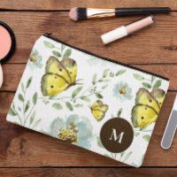 Monogramada Acuarela amarilla Mariposa floral