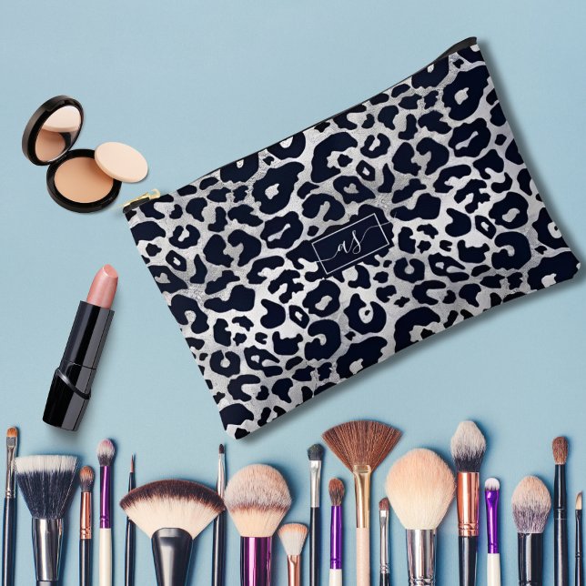 Bolsito Accesorio Pequeño Monogramado de impresión de leopardo negro Purpuri (Subido por el creador)