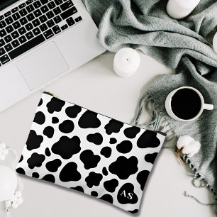 Bolsito Accesorio Pequeño Monogramado de patrón de vaca blanco y negro