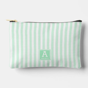 Bolsito Accesorio Pequeño Monogramas de rayas verdes de menta lindas