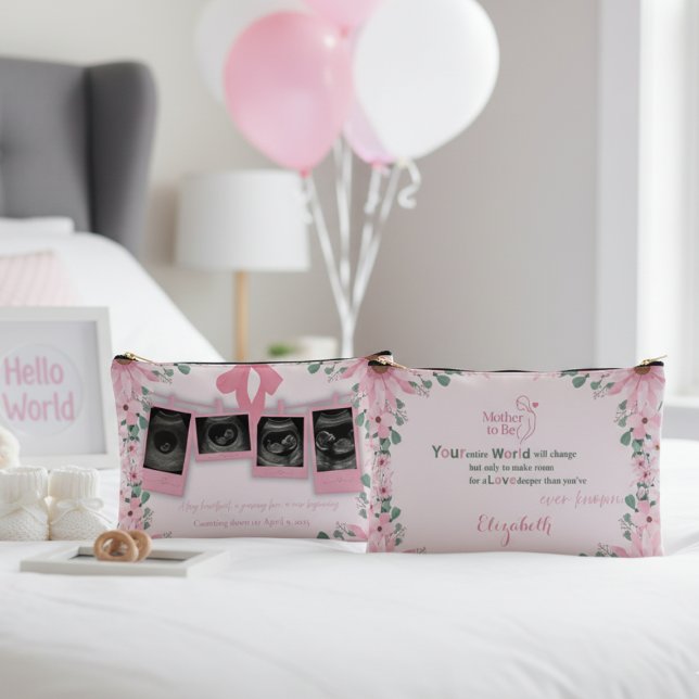 Bolsito Accesorio Pequeño Mother To Be Floral Boho Modern Typography (Subido por el creador)