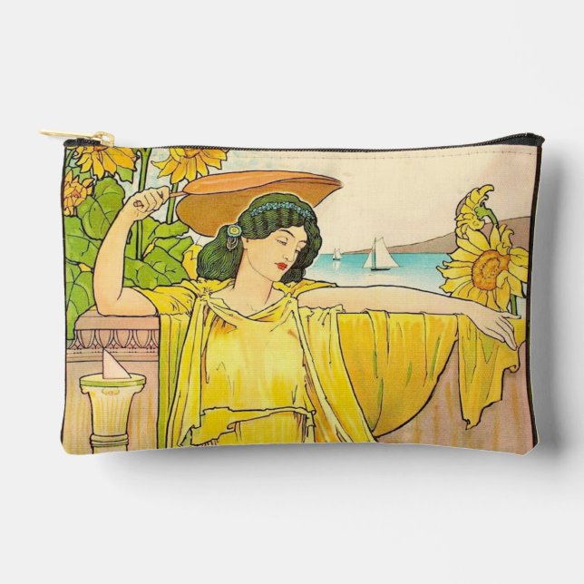 Bolsito Accesorio Pequeño Mujer Art Nouveau con girasoles (Anverso)