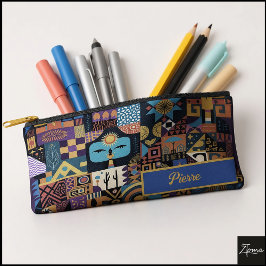 Bolsito Accesorio Pequeño Muted Earthy Folk Art Patchwork Quilt