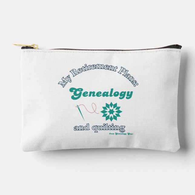 Bolsito Accesorio Pequeño My Retirement Plans: Genealogy and Quilting (Anverso)