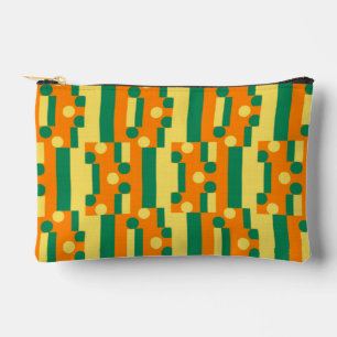 Bolsito Accesorio Pequeño Naranja abstracto y patrón verde con puntos