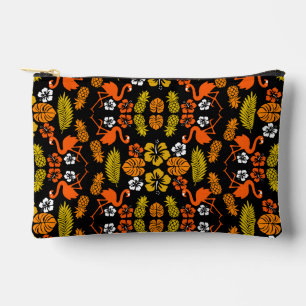 Bolsito Accesorio Pequeño Naranja brillante Floral Tropical Patterado
