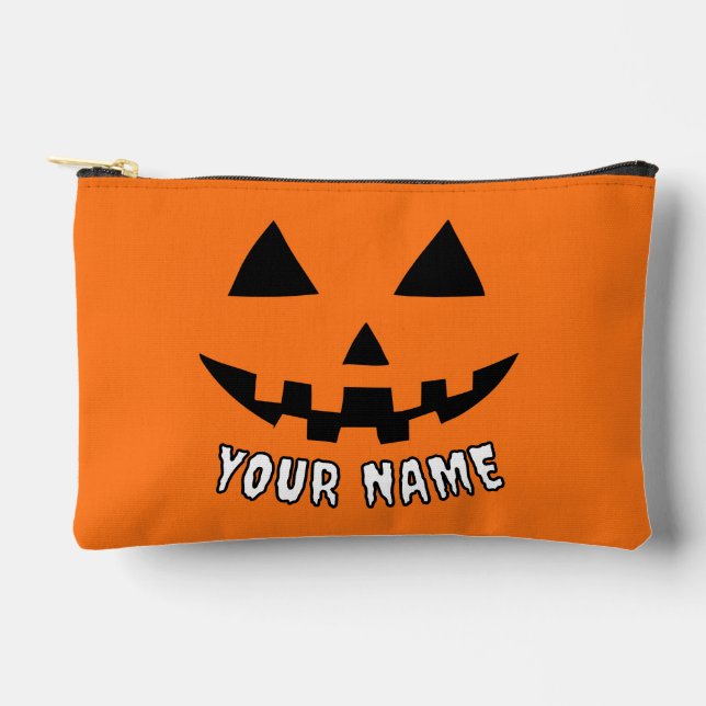 Bolsito Accesorio Pequeño Naranja personalizado Calabaza Halloween su nombre (Anverso)