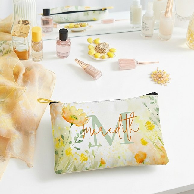 Bolsito Accesorio Pequeño Naranja y floral amarilla personalizada (Subido por el creador)
