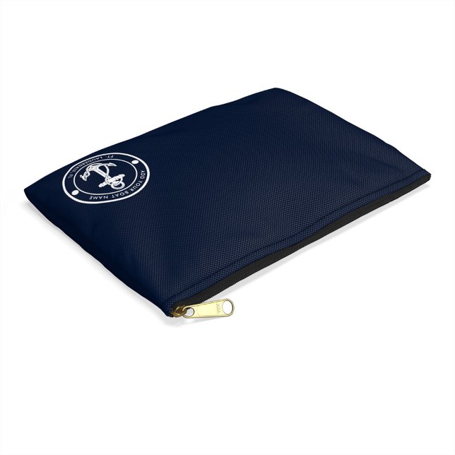 Bolsito Accesorio Pequeño Nautical Anchor Boat Name Modern Coastal Personali (Your Boat Name Nautical Anchor Navy Blue Accessory Pouch)