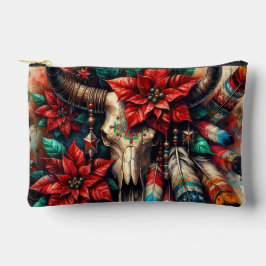 Bolsito Accesorio Pequeño Navidades Cow Bull Skull Poinsettias Feathers