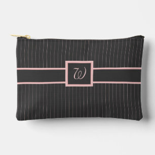 Bolsito Accesorio Pequeño Negro con rayas rosadas