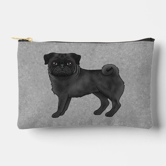 Bolsito Accesorio Pequeño Negro Pug Perro Cañón Personalizado Ilustracion Gr (Anverso)