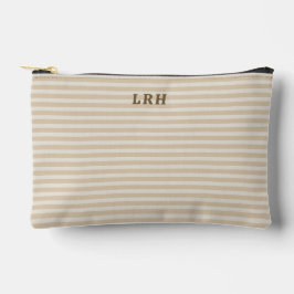 Bolsito Accesorio Pequeño Neutral Tan Stripe Vintage Tiny Initials Monogram