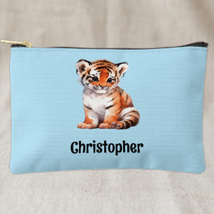Bolsito Accesorio Pequeño Niños lindo tigre agregar un nombre azul negro