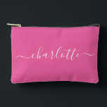 Bolsito Accesorio Pequeño Nombre de guión moderno y lindo en rosa caliente p<br><div class="desc">Bolsa de accesorios personalizada con nombre de guión moderno y lindo en rosa caliente</div>
