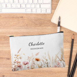Bolsito Accesorio Pequeño Nombre de la dama de honor beige rosa de las flore