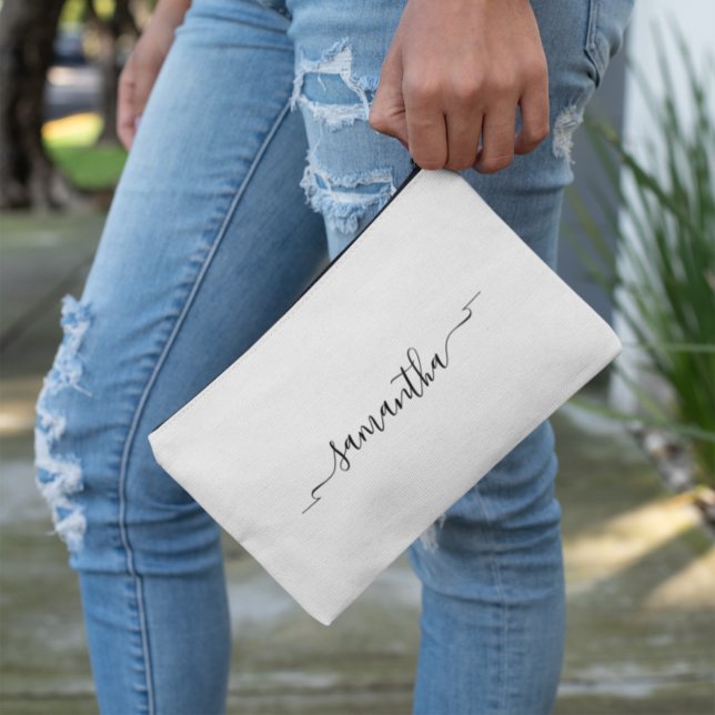 Bolsito Accesorio Pequeño Nombre de la firma de intercambio de cintas (Ribbon Swash Signature Name Accessory Pouch)