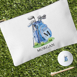 Bolsito Accesorio Pequeño Nombre de monograma azul de golf