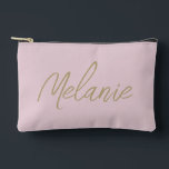 Bolsito Accesorio Pequeño Nombre de Monograma Elegante Moderno Minimalista R<br><div class="desc">Bolsa de Accesorios de Nombre de Monograma Elegante Moderno Minimalista Rosa Beige. Personalice con estilo con su nombre personalizado.</div>