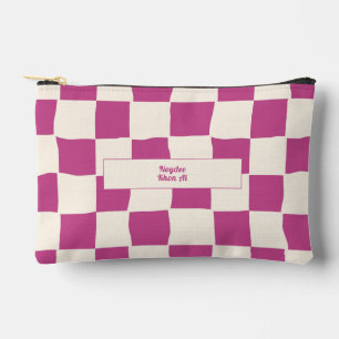 Bolsito Accesorio Pequeño Nombre elegante atemporal Morado y cuadros crema