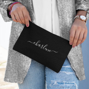 Bolsito Accesorio Pequeño Nombre elegante en blanco y negro