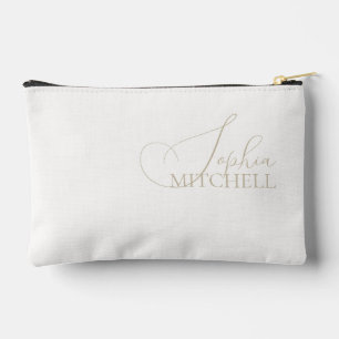 Bolsito Accesorio Pequeño Nombre Elegante Script Marfil