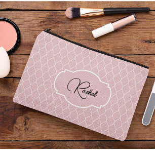 Bolsito Accesorio Pequeño Nombre    Estilo de enrejado rosa suave y elegante